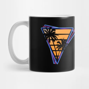 Retrowave style palm tree sunset Orange Mug